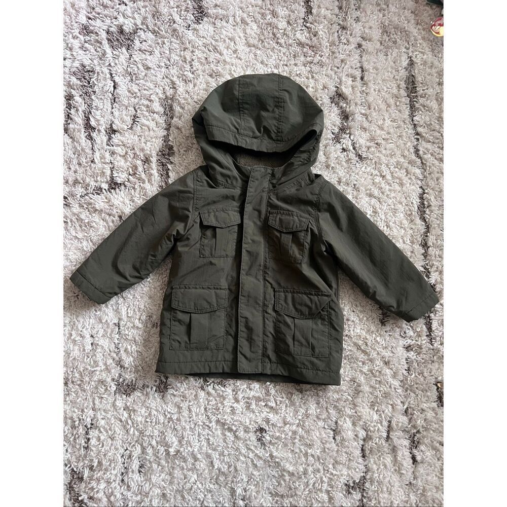 Old Navy Toddler Cargo Jacket, Olive Green,  18-24,Very Gently Used